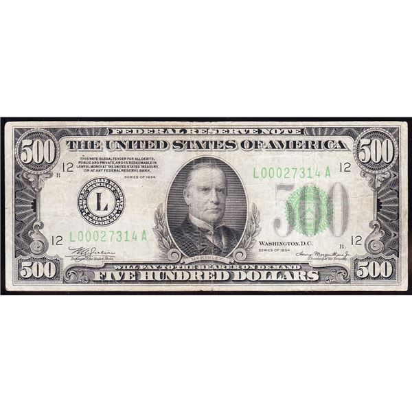 1934 $500 San Francisco Federal Reserve Note