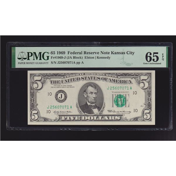 1969 $5 Kansas City FRN PMG 65EPQ
