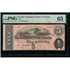 1864 $5 T-69 Confederate PMG 63