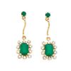 Plated 18KT Yellow Gold 1.79ctw Green Agate and Diamond Earrings