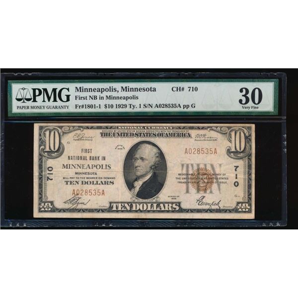 1929 $10 Minneapolis MN National PMG 30