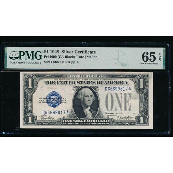 1928 $1 Silver Certificate PMG 65EPQ