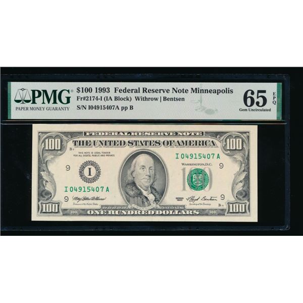 1993 $100 Minneapolis FRN PMG 65EPQ
