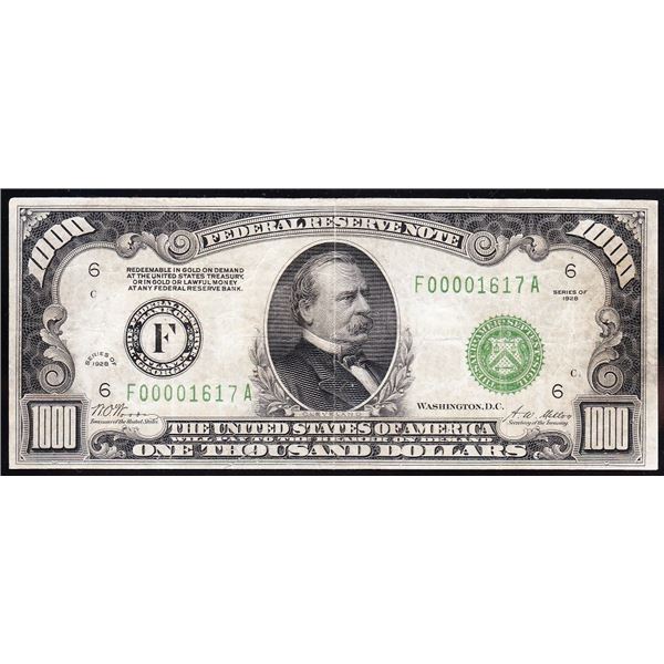 1928 $1000 Low Serial Atlanta Gold Clause FRN