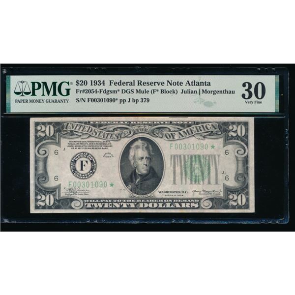 1934 $20 STAR Atlanta FRN PMG 30