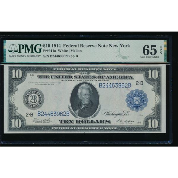 1914 $10 New York FRN PMG 65EPQ