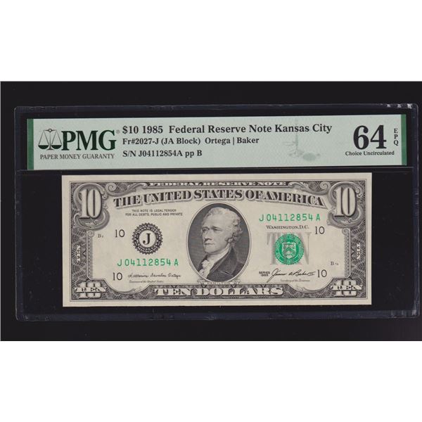 1985 $10 Kansas City FRN PMG 64EPQ