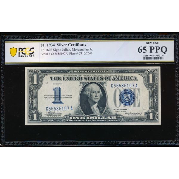 1934 $1 Silver Certificate PCGS 65PPQ