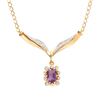 Plated 18KT Yellow Gold 0.80ct Amethyst and Diamond Pendant with Chain