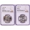 Lot of (2) 1956 Franklin Half Dollar Coins NGC MS64
