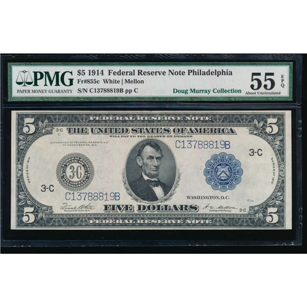 1914 $5 Philadelphia FRN PMG 55EPQ