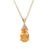 Plated 18KT Yellow Gold 3.75ct Citrine and Diamond Pendant with Chain