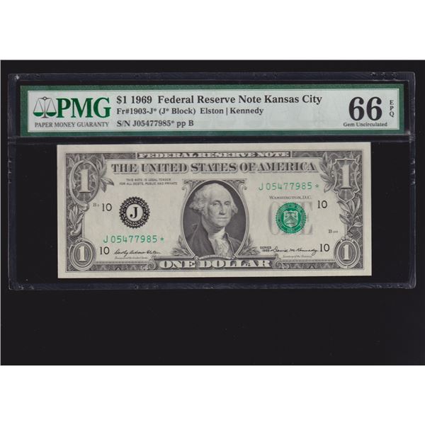 1969 $1 STAR Kansas City FRN PMG 66EPQ