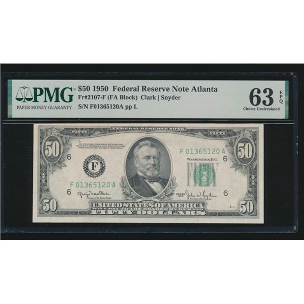 1950 $50 Atlanta FRN PMG 63EPQ
