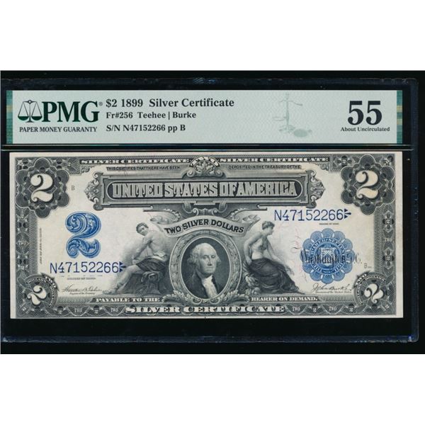 1899 $2 Mini Porthole Silver Certificate PMG 55