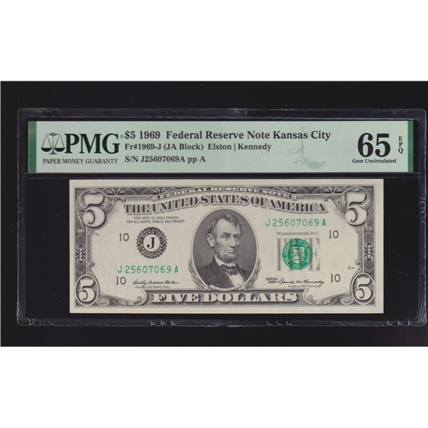 1969 $5 Kansas City FRN PMG 65EPQ