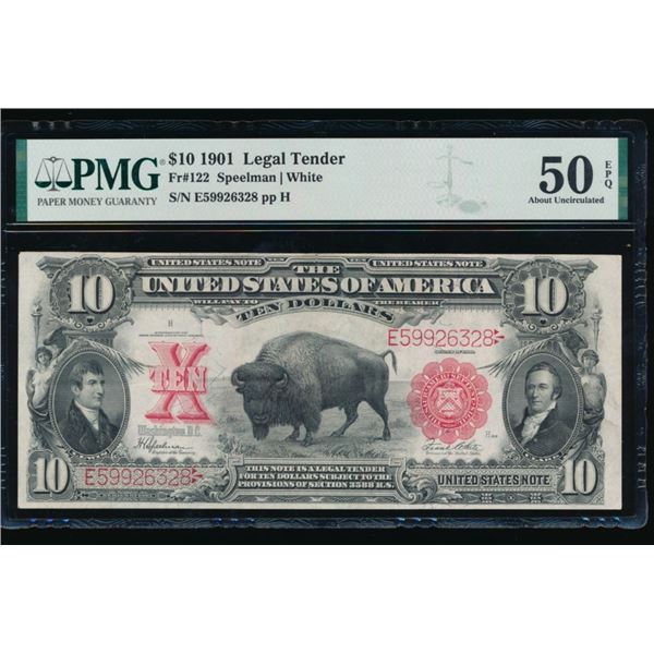 1901 $10 Bison Legal Tender Note PMG 50EPQ