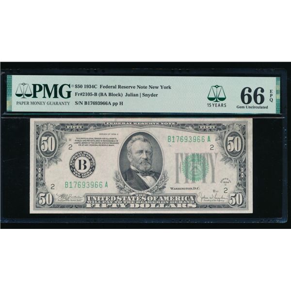 1934C $50 New York FRN PMG 66EPQ