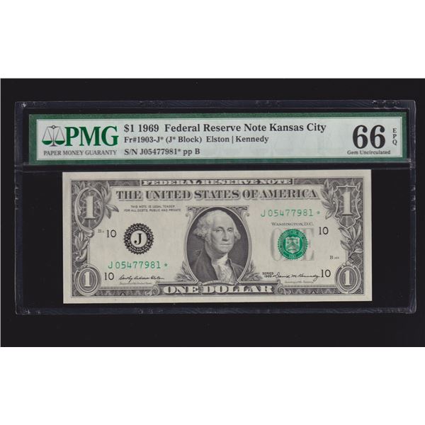 1969 $1 STAR Kansas City FRN PMG 66EPQ