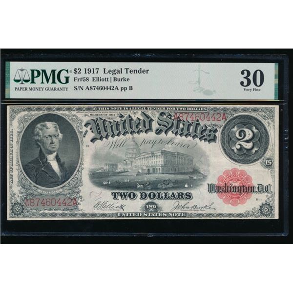 1917 $2 Legal Tender Note PMG 30