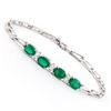 Plated Rhodium 2.55ctw Green Agate and Diamond Bracelet