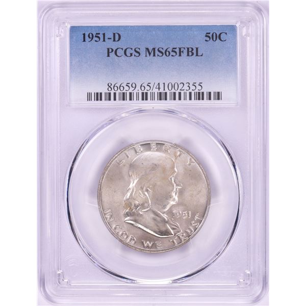 1951-D Franklin Half Dollar Coin PCGS MS65FBL