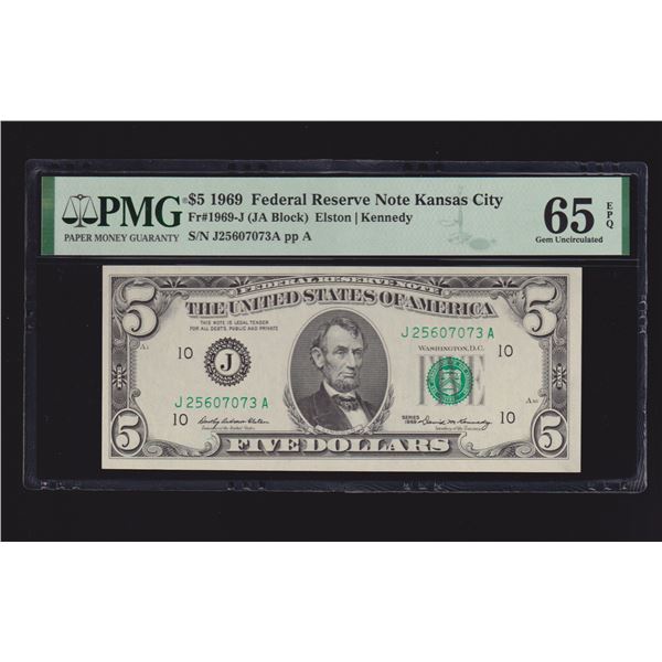 1969 $5 Kansas City FRN PMG 65EPQ