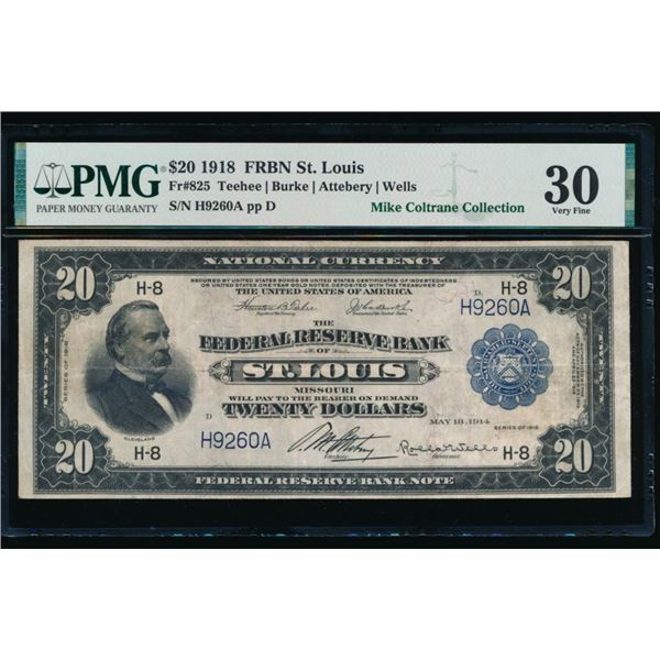 1918 $20 St Louis FRBN PMG 30