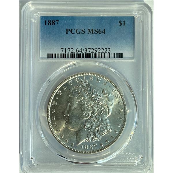 1887 $1 Morgan Silver Dollar PCGS MS64