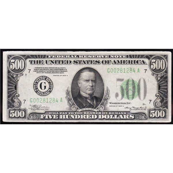 1934A $500 Chicago Federal Reserve Note