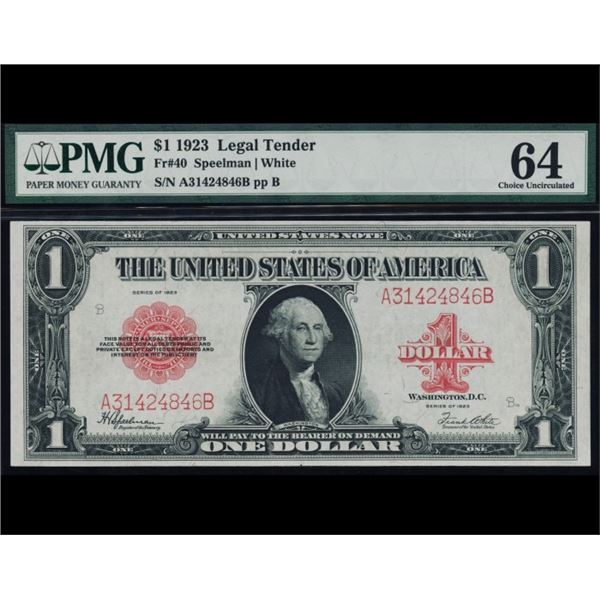 1923 $1 Legal Tender Note PMG 64