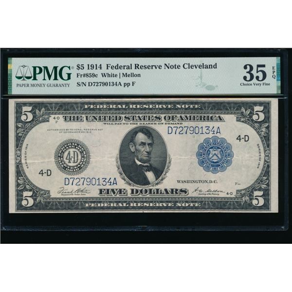 1914 $5 Cleveland FRN PMG 35EPQ