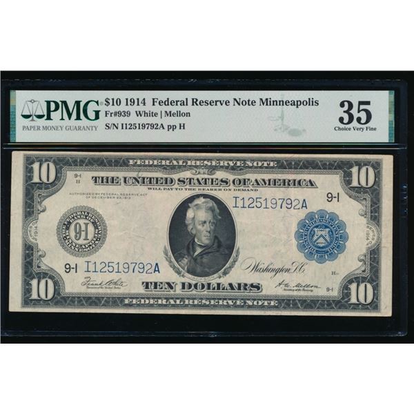 1914 $10 Minneapolis FRN PMG 35