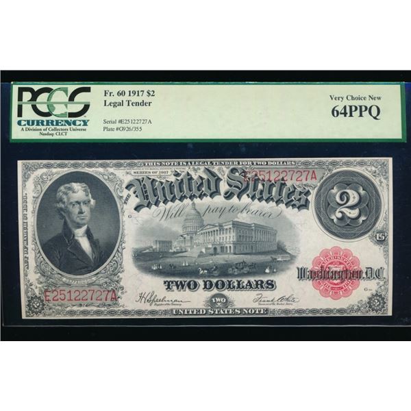 1917 $2 Legal Tender Note PCGS 64PPQ
