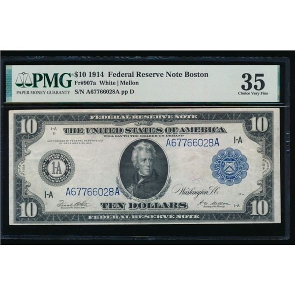 1914 $10 Boston FRN PMG 35
