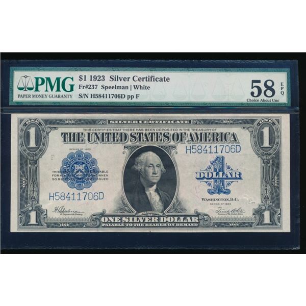 1923 $1 Silver Certificate PMG 58EPQ
