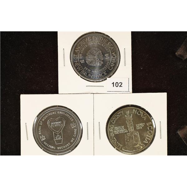 3-ASSORTED CANADA TRADED DOLLARS 1991 ST.