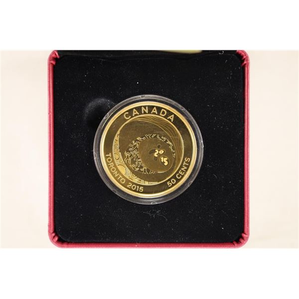 2015-CANADA 50 CENT GOLD PLATED COIN PROOF