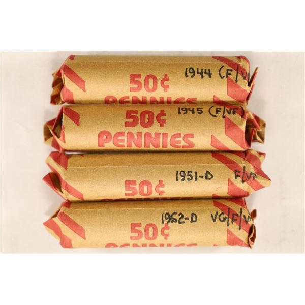 4-SOLID DATE ROLLS OF LINCOLN WHEAT CENTS
