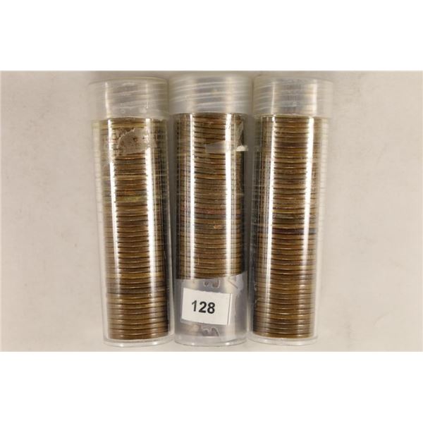 3 SOLID DATE ROLLS OF LINCOLN CENTS 1941 (50),
