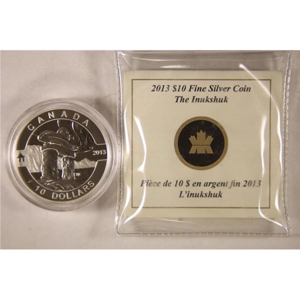 2013 CANADA $10 FINE SILVER COIN "THE INUKSHUK"