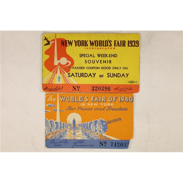 1939 & 1940 NEW YORK WORLD'S FAIR TICKETS