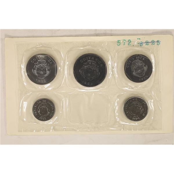 1984 / 1992 COSTA RICA 5 COIN UNC SET