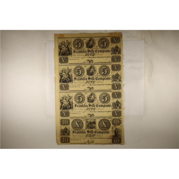 UNCUT SHEET OF 4-1800'S FRANKLIN SILK COMPANY