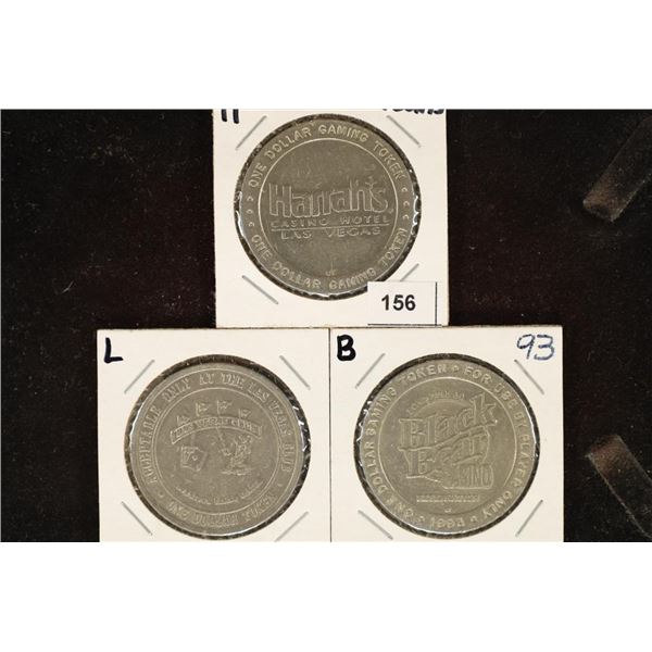 3 ASSORTED $1 GAMING TOKENS HARRAHS LAS VEGAS,