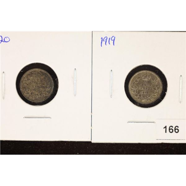 1919 & 1920 CANADA SILVER 5 CENTS