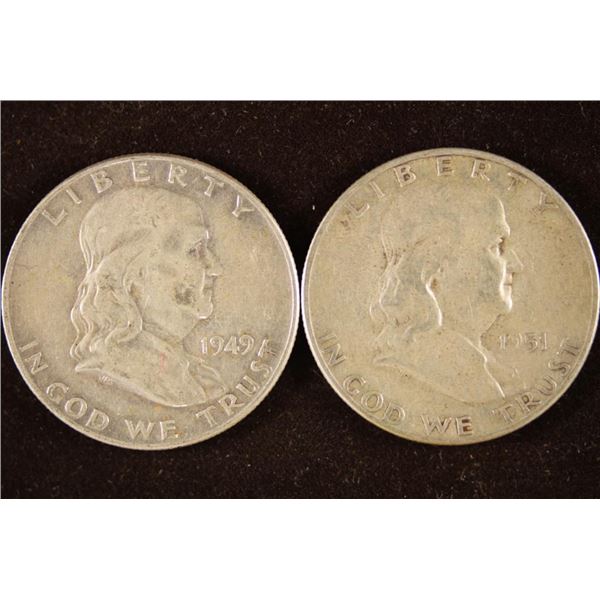 1949 & 1951-S SILVER FRANKLIN HALF DOLLARS