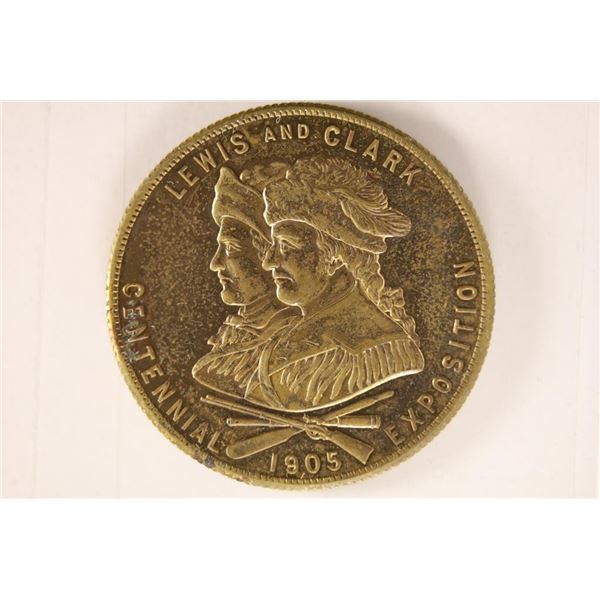 1905 LEWIS & CLARK EXPO BRASS TOKEN EXTRA FINE