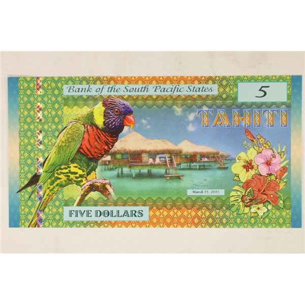 2015 BANK OF SOUTH PACIFIC STATES "TAHITI" $5