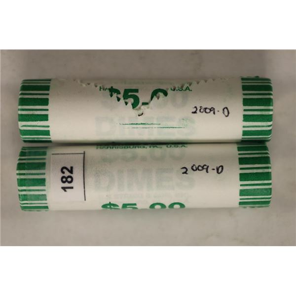 2-$5 ROLLS OF BRILLIANT UNC 2009-D ROOSEVELT DIMES